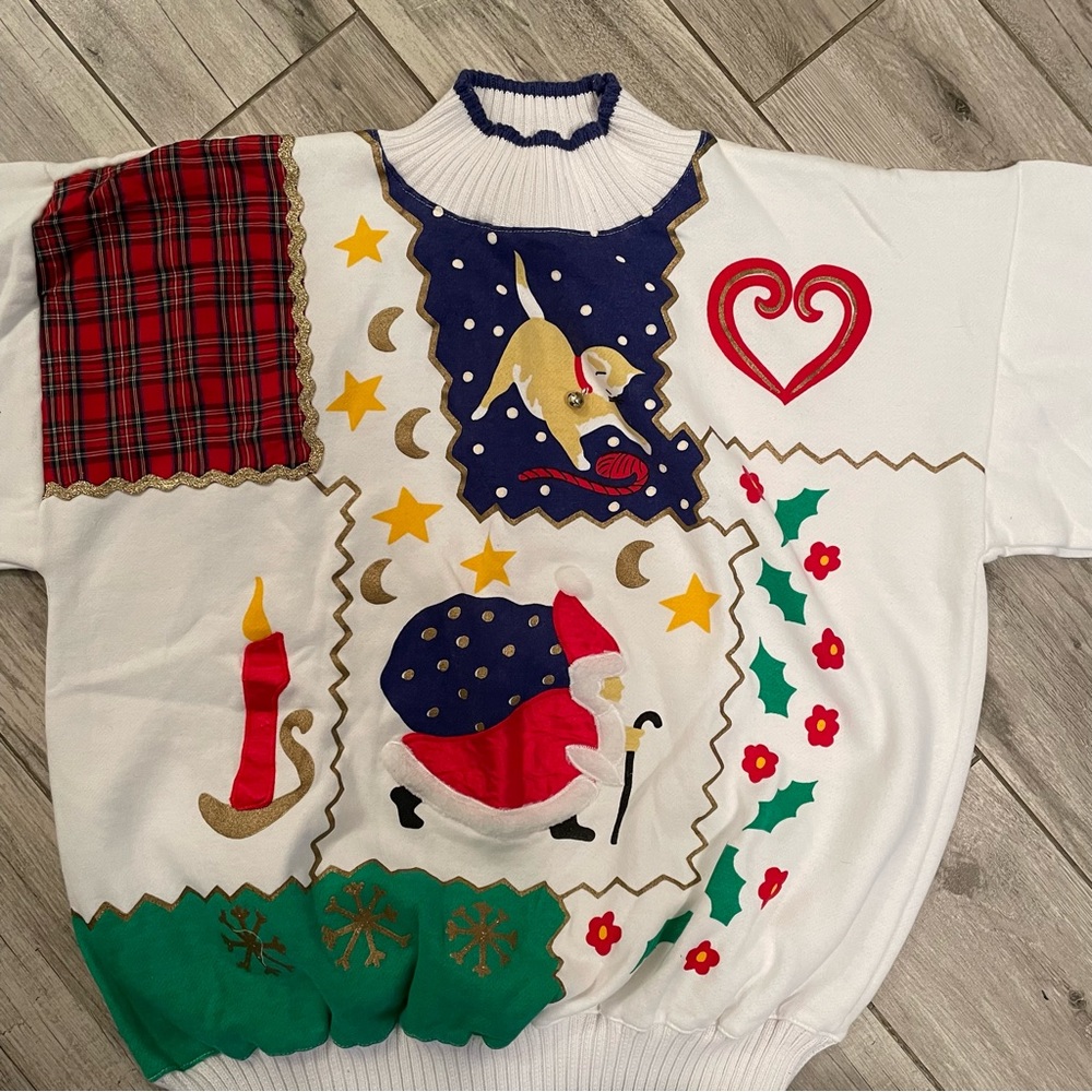 Festive Patchwork Turtleneck Sweater - Multicolor - image 4